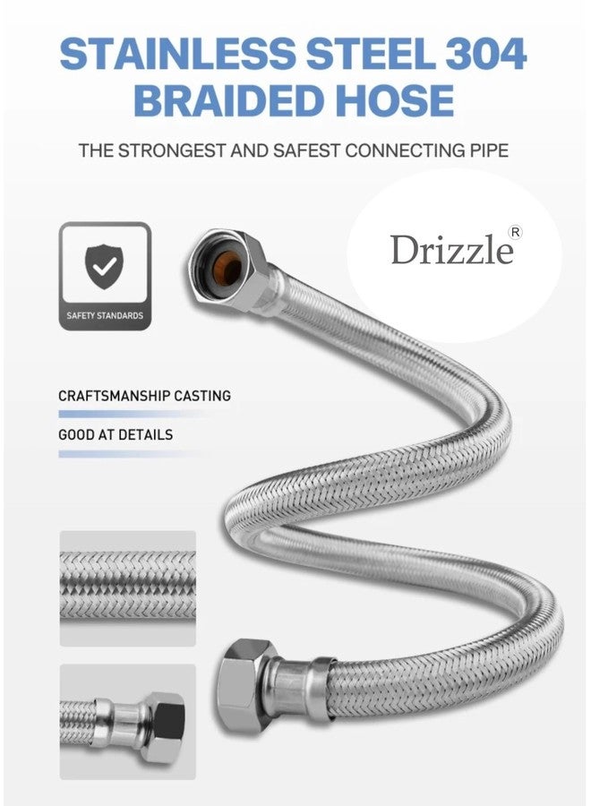 دريزل أنبوب توصيل شديد التحمل من الفولاذ المقاوم للصدأ من DRIZZLE لإمدادات المياه الساخنة والباردة - عبوة من قطعتين (24 بوصة) - Image 4